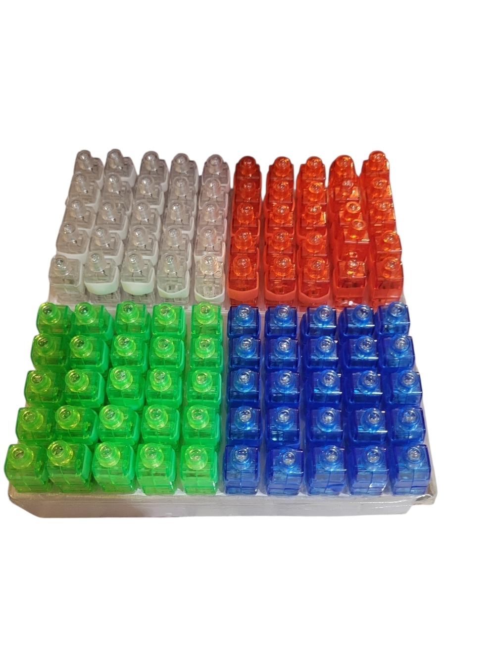 Colorful LED Push Light Pack - Clear, Red, Green, Blue